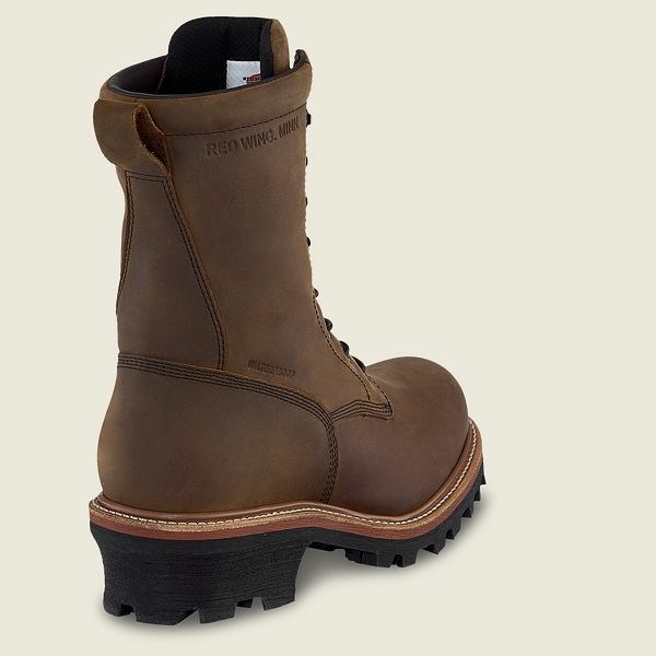 Black Men's Red Wing LoggerMax 9-inch Waterproof Safety Toe Boots | IE04532ZD
