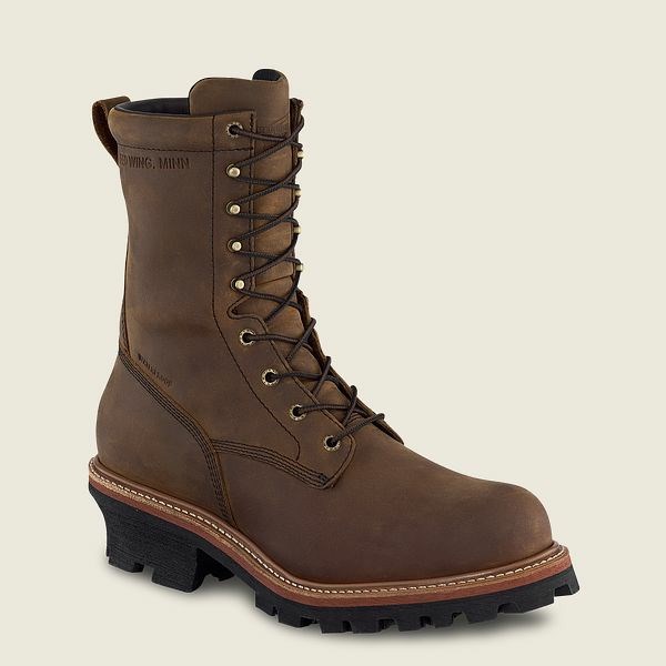 Black Men\'s Red Wing LoggerMax 9-inch Waterproof, Safety Toe Boot Work Boots | IE10673EV