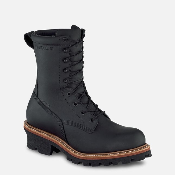 Black Men\'s Red Wing Loggermax 9-inch Waterproof, Logger Work Boots | IE75283AL