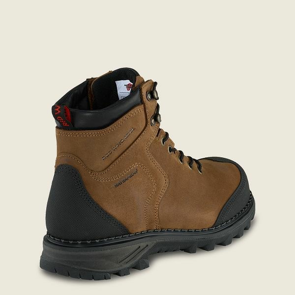 Brown / Black Men's Red Wing Burnside 6-inch Waterproof Safety Toe Boot Work Boots | IE84297NU