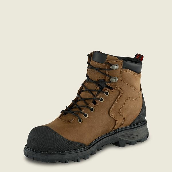 Brown / Black Men's Red Wing Burnside 6-inch Waterproof Safety Toe Boot Work Boots | IE84297NU