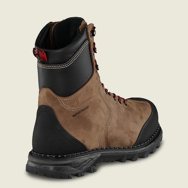 Brown / Black Men's Red Wing Burnside 8-inch Waterproof, CSA Safety Toe Boot Work Boots | IE71289YS