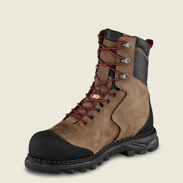 Brown / Black Men's Red Wing Burnside 8-inch Waterproof, CSA Safety Toe Boot Work Boots | IE71289YS