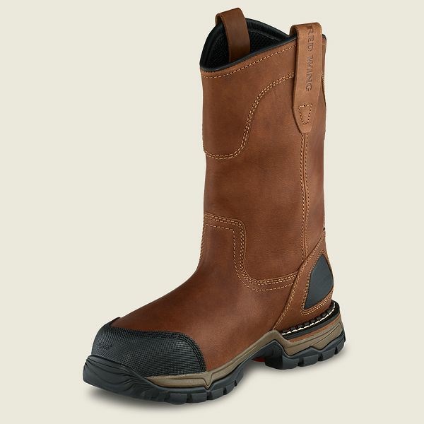 Brown / Black Men's Red Wing FlexForce 11-inch Waterproof Pull-On Boot Safety Toe Boots | IE64802OJ