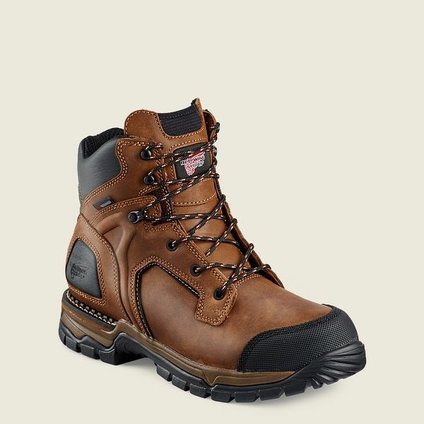 Brown / Black Men\'s Red Wing FlexForce 6-inch Waterproof Safety Toe Boots | IE23459OS