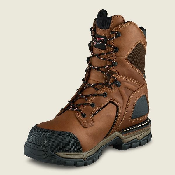 Brown / Black Men's Red Wing FlexForce 8-inch Waterproof Safety Toe Boots | IE05294OD