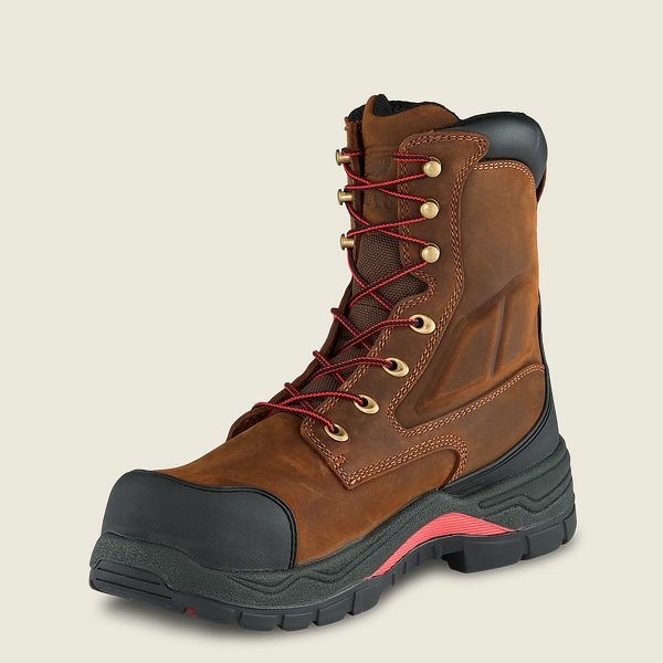 Brown / Black Men's Red Wing King Toe ADC 8-inch Waterproof Safety Toe Boot Work Boots | IE73068NH