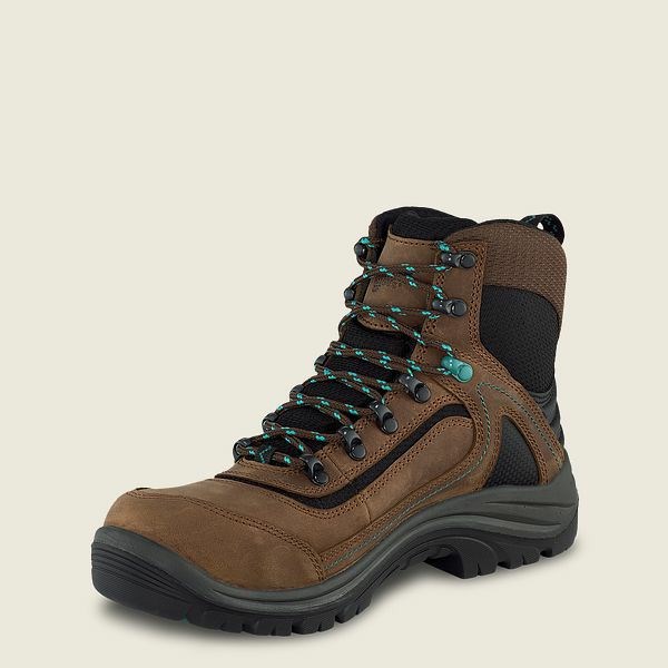 Brown / Black Women's Red Wing Tradeswoman 6-inch Waterproof Safety Toe Boot Hiking Boots | IE98345LC