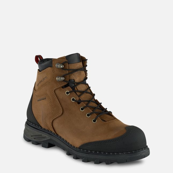 Brown Men\'s Red Wing Burnside 6-inch Waterproof Safety Shoes | IE69754KF