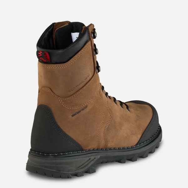 Brown Men's Red Wing Burnside 8-inch Waterproof Safety Shoes | IE49235XT