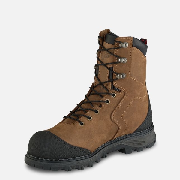 Brown Men's Red Wing Burnside 8-inch Waterproof Safety Shoes | IE49235XT