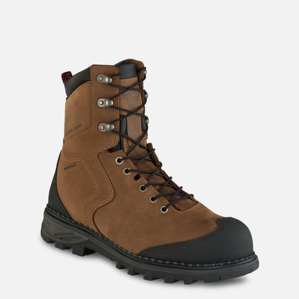 Brown Men\'s Red Wing Burnside 8-inch Waterproof Shoes | IE69578QZ