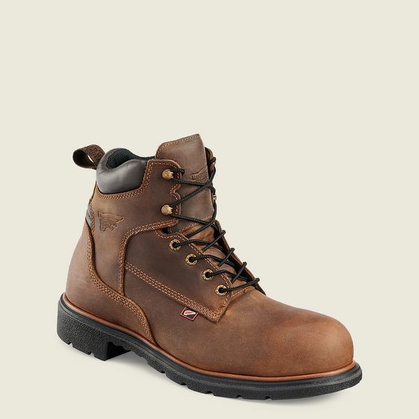 Brown Men\'s Red Wing DynaForce 6-inch Safety Toe Boots | IE82761OQ