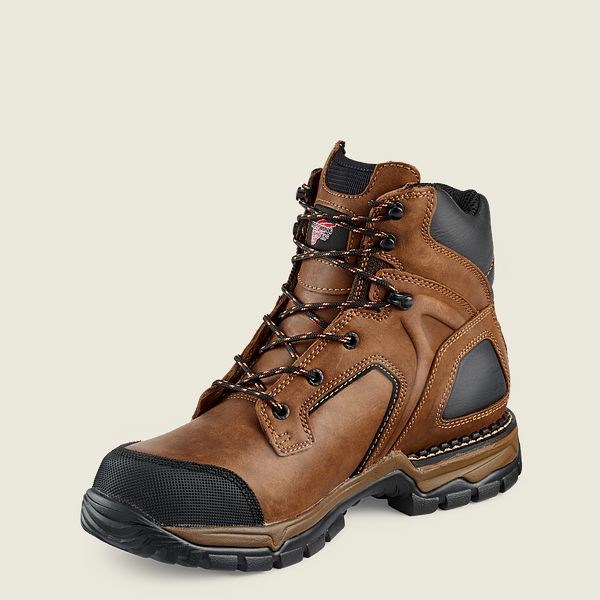 Brown Men's Red Wing FlexForce 6-inch Waterproof Safety Toe Boot Work Boots | IE21759EJ