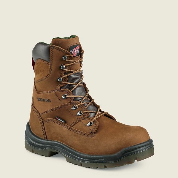 Brown Men\'s Red Wing King Toe 8-inch Insulated, Waterproof Safety Toe Boot Work Boots | IE24596XL