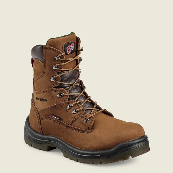 Brown Men\'s Red Wing King Toe 8-inch Waterproof Soft Toe Boot Work Boots | IE67540DR