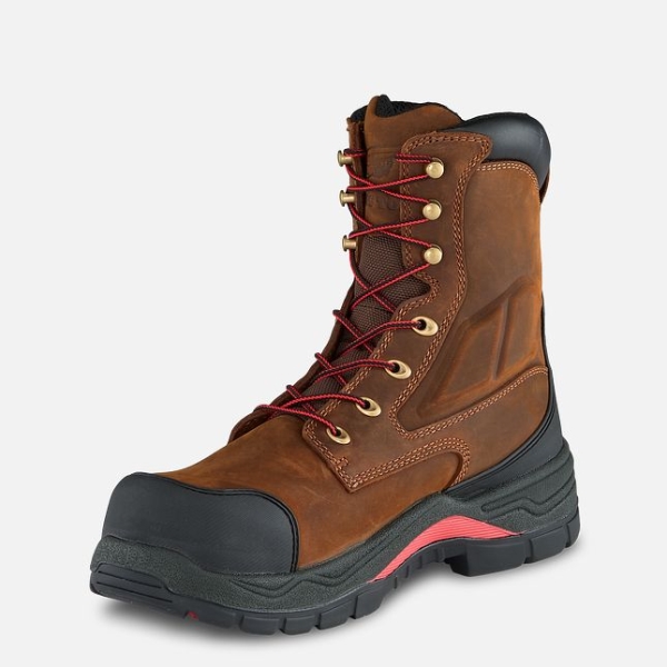 Brown Men's Red Wing King Toe® Adc 8-inch Waterproof Safety Shoes | IE31986VK