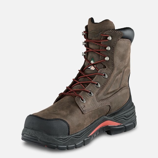 Brown Men's Red Wing King Toe® Adc 8-inch Waterproof CSA Metguard Safety Shoes | IE37905BK