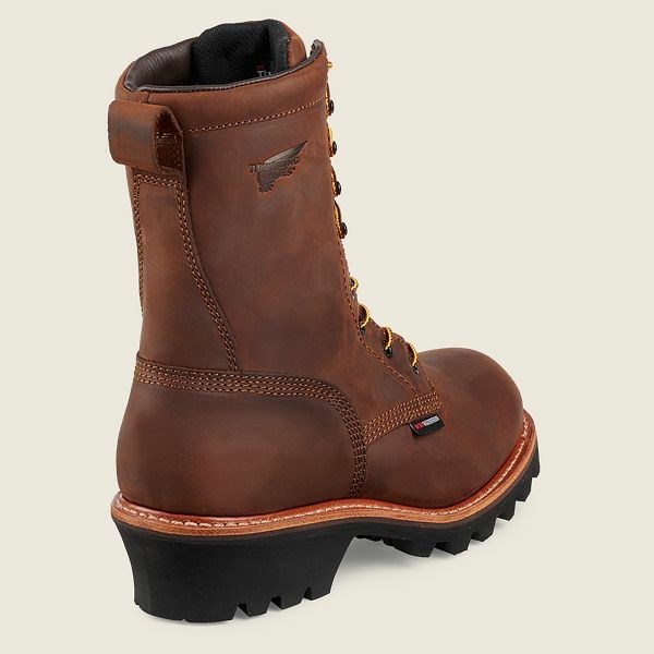 Brown Men's Red Wing LoggerMax 9-inch Insulated, Waterproof Soft Toe Boot Work Boots | IE76328QJ