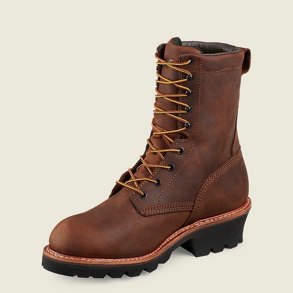 Brown Men's Red Wing LoggerMax 9-inch Insulated, Waterproof Soft Toe Boot Work Boots | IE76328QJ