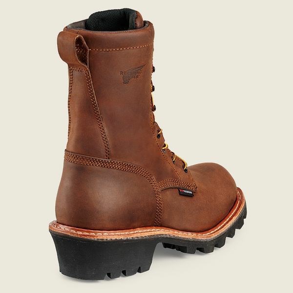 Brown Men's Red Wing LoggerMax 9-inch Waterproof Safety Toe Boots | IE40361LJ