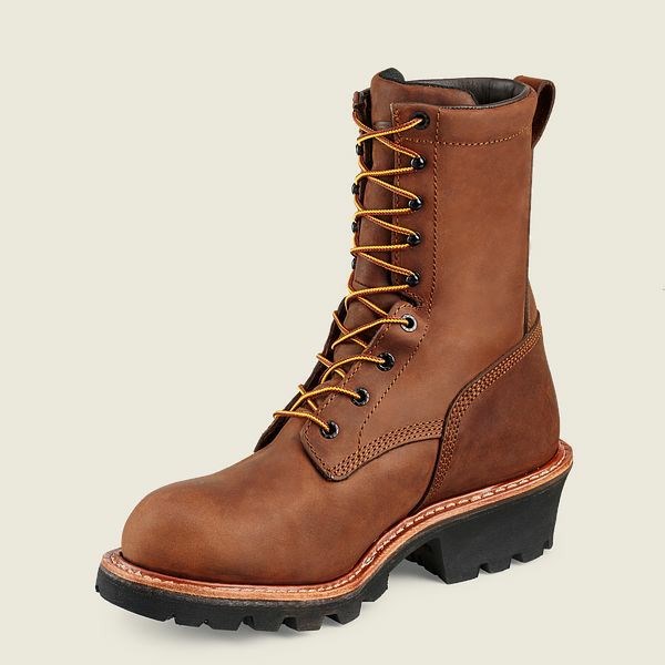 Brown Men's Red Wing LoggerMax 9-inch Waterproof Soft Toe Boot Work Boots | IE68039TV