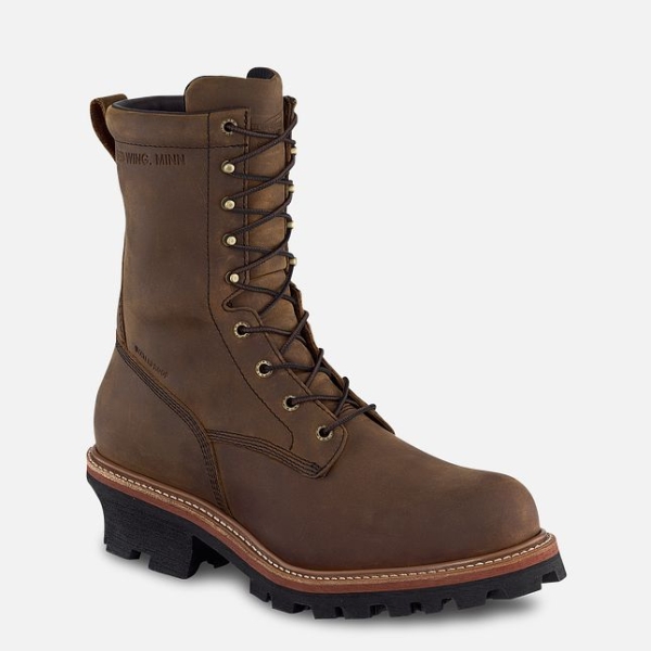 Brown Men\'s Red Wing Loggermax 9-inch Waterproof, Logger Work Boots | IE90357OE