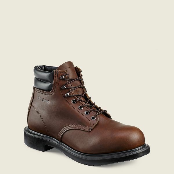 Brown Men\'s Red Wing SuperSole 6-inch Safety Toe Boot Work Boots | IE47298VC