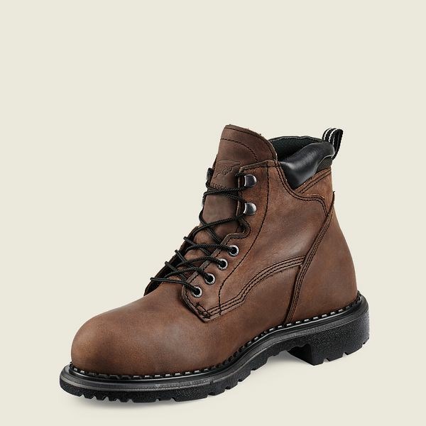 Brown Men's Red Wing SuperSole 6-inch Waterproof Safety Toe Metguard Boot Work Boots | IE67398EA