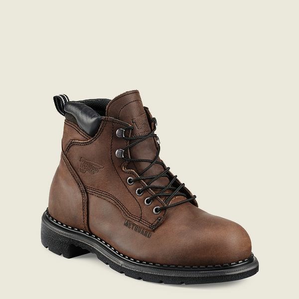 Brown Men\'s Red Wing SuperSole 6-inch Waterproof Safety Toe Metguard Boot Work Boots | IE67398EA