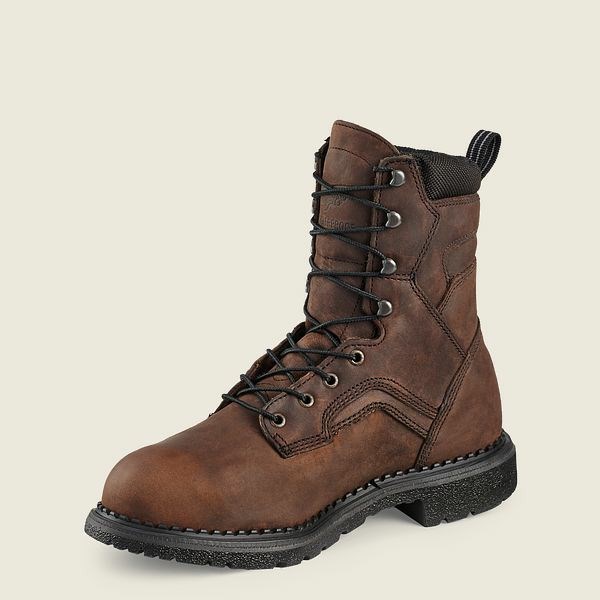 Brown Men's Red Wing SuperSole 8-inch Waterproof Safety Toe Metguard Boot Work Boots | IE41259GM