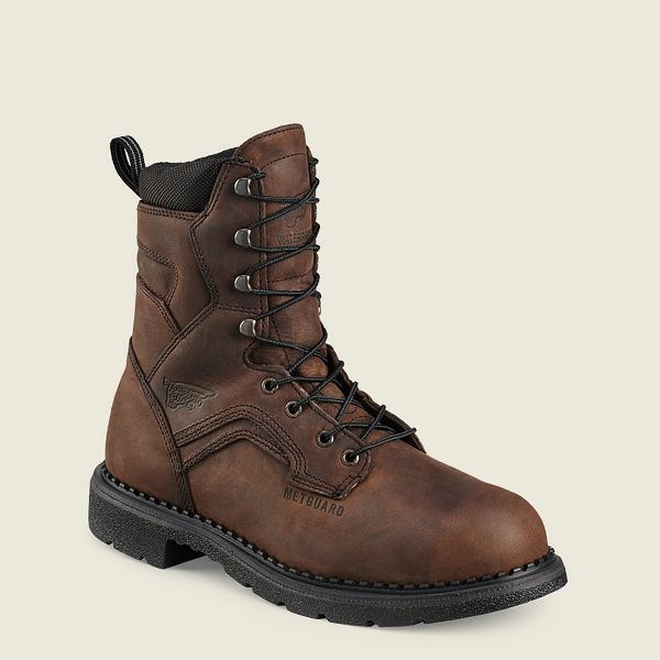 Brown Men\'s Red Wing SuperSole 8-inch Waterproof Metguard Boot Safety Toe Boots | IE61325MN