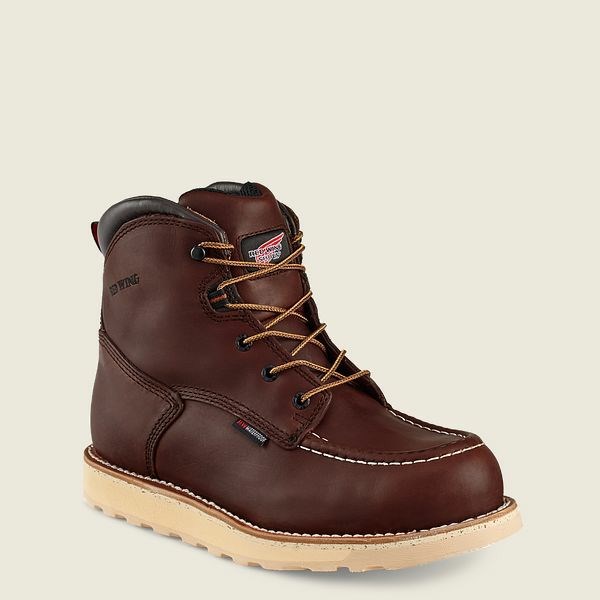 Brown Men\'s Red Wing Traction Tred 6-inch Waterproof Safety Toe Boot Work Boots | IE01895DV