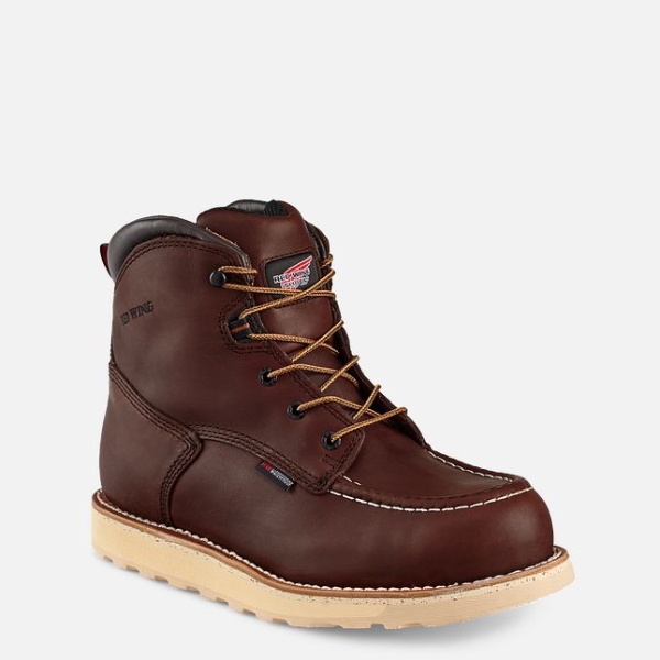 Brown Men\'s Red Wing Traction Tred 6-inch Waterproof Work Boots | IE27481TU