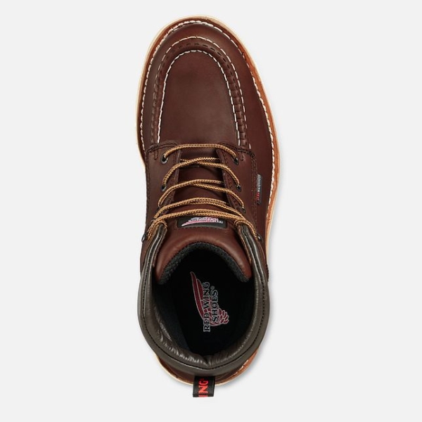 Brown Men's Red Wing Traction Tred 6-inch Waterproof Safety Shoes | IE41605CZ