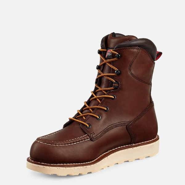 Brown Men's Red Wing Traction Tred 8-inch Waterproof Work Boots | IE78364YL