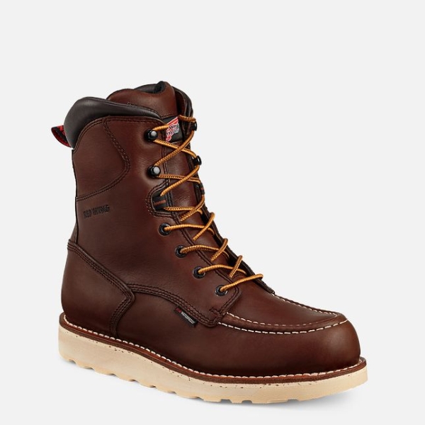 Brown Men\'s Red Wing Traction Tred 8-inch Waterproof Work Boots | IE78364YL
