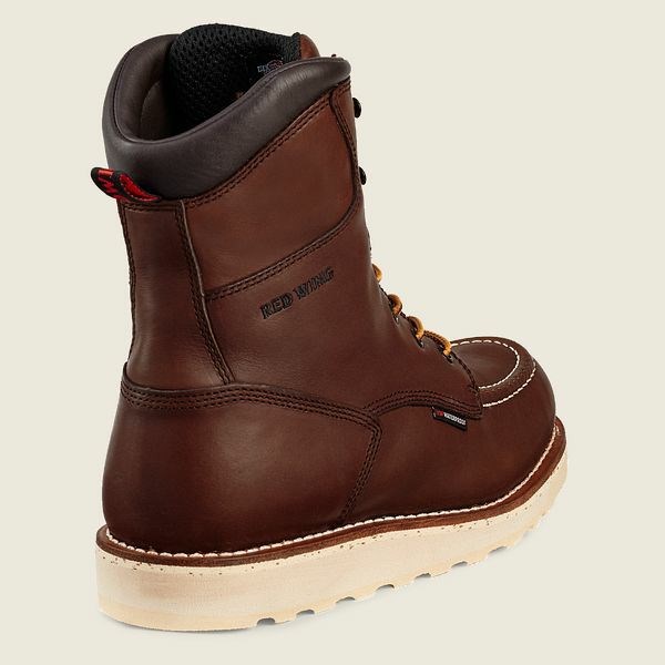 Brown Men's Red Wing Traction Tred 8-inch Waterproof Safety Toe Boots | IE84603LV