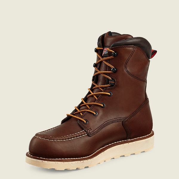 Brown Men's Red Wing Traction Tred 8-inch Waterproof Safety Toe Boots | IE84603LV