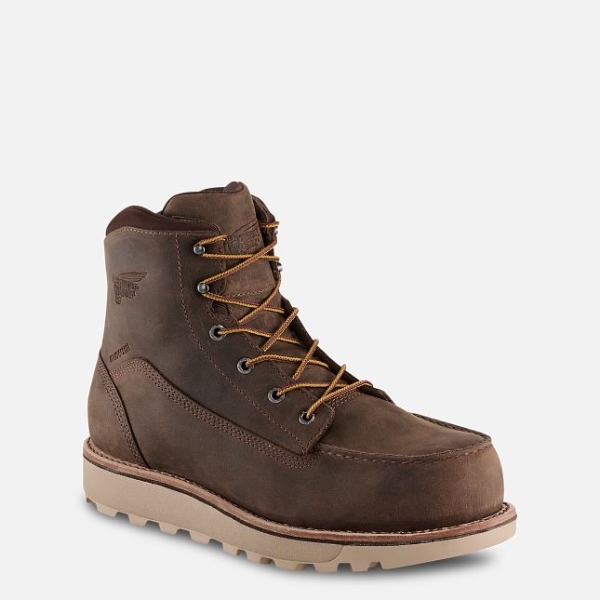 Brown Men\'s Red Wing Traction Tred Lite 6-inch Waterproof Work Boots | IE03674ON