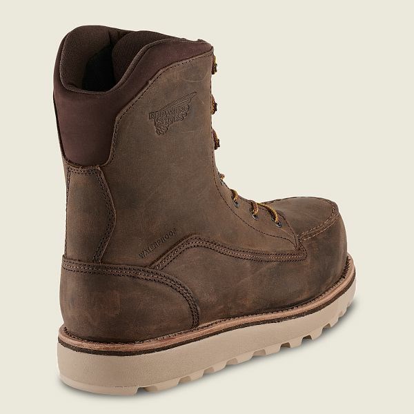 Brown Men's Red Wing Traction Tred Lite 8-inch Waterproof Safety Toe Boot Work Boots | IE14052TL