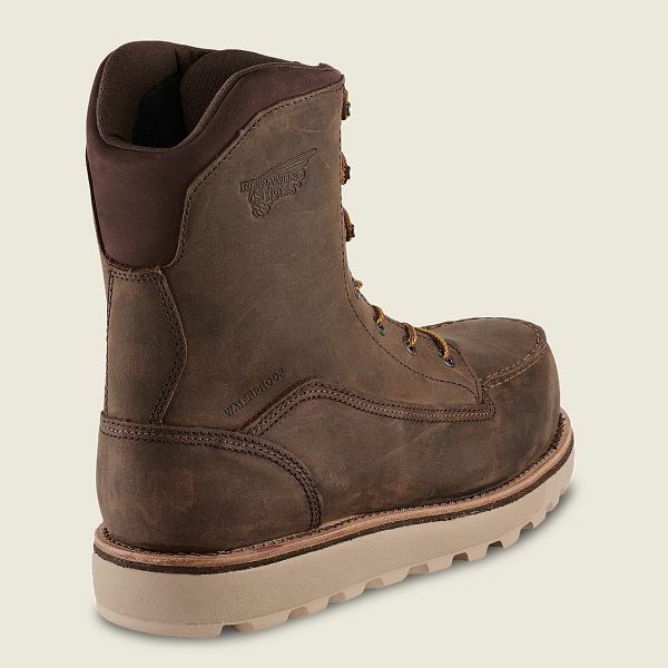 Brown Men's Red Wing Traction Tred Lite 8-inch Waterproof Safety Toe Boots | IE19428XG