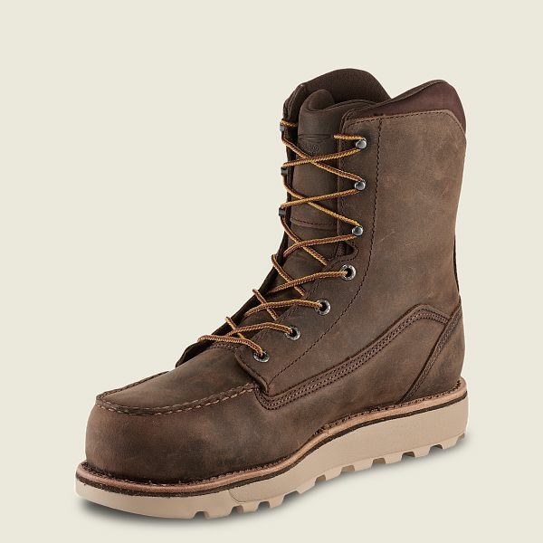 Brown Men's Red Wing Traction Tred Lite 8-inch Waterproof Safety Toe Boots | IE19428XG