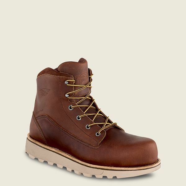 Brown Men\'s Red Wing Traction Tred Lite 6-inch Waterproof Safety Toe Boots | IE20896IR