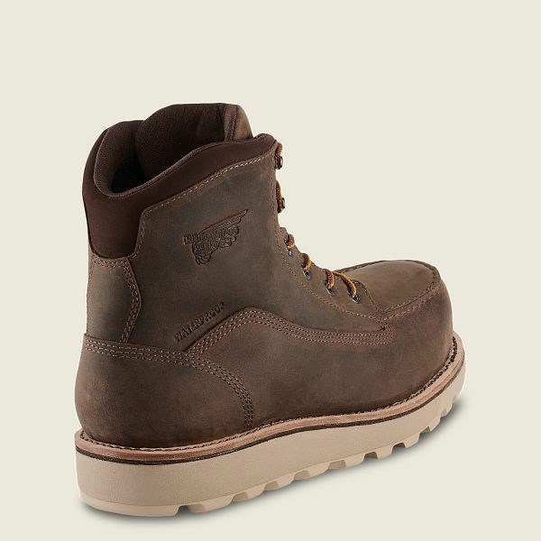 Brown Men's Red Wing Traction Tred Lite 6-inch Waterproof Safety Toe Boots | IE31870YL
