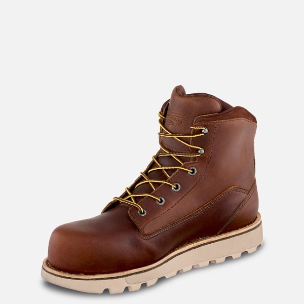 Brown Men's Red Wing Traction Tred Lite 6-inch Waterproof Safety Shoes | IE40853GY