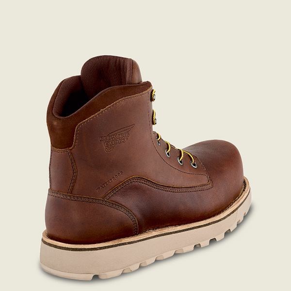 Brown Men's Red Wing Traction Tred Lite 6-inch Waterproof Safety Toe Boot Work Boots | IE67215MB