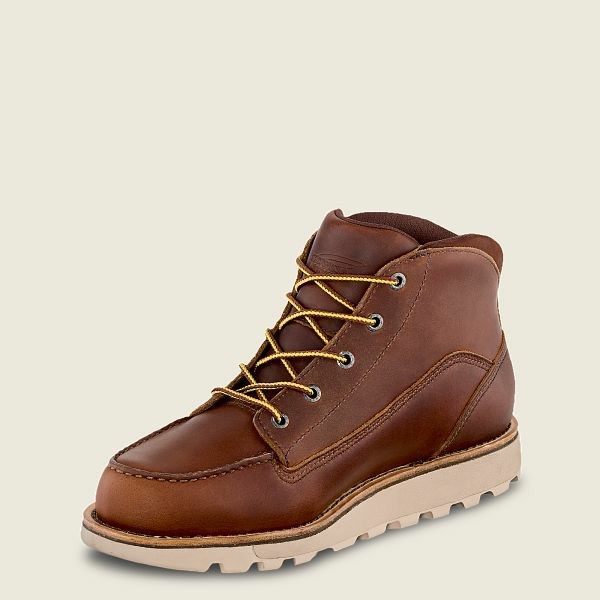 Brown Men's Red Wing Traction Tred Lite Waterproof Soft Toe Chukka Work Boots | IE71540JC