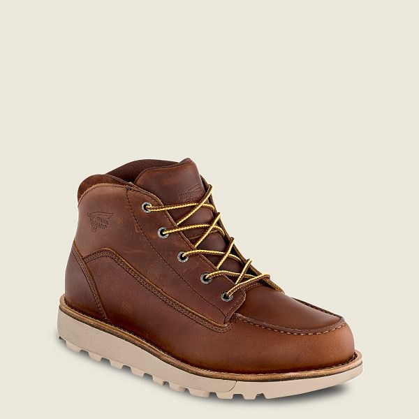 Brown Men\'s Red Wing Traction Tred Lite Waterproof Soft Toe Chukka Work Boots | IE71540JC