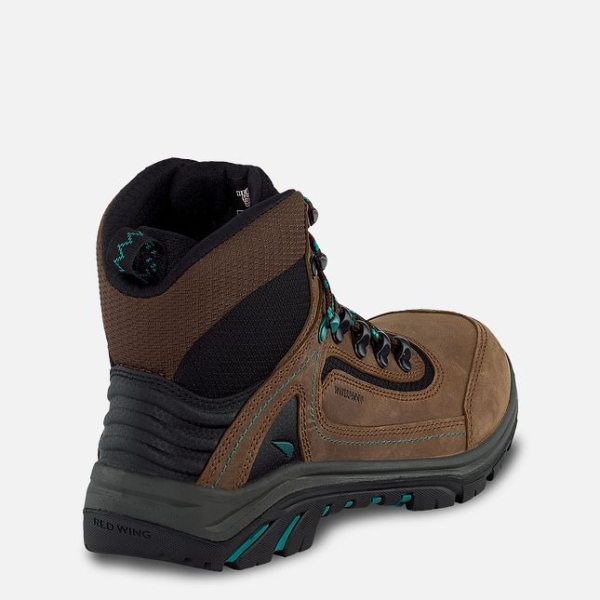 Brown / Turquoise Women's Red Wing Tradeswoman 6-inch Waterproof Work Boots | IE78065SH